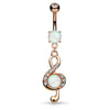 Opal Treble Clef Navel Ring with Rose Gold Plating