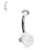 Opal Glitteresque Acrylic Belly Bars - Basic Curved Barbell. Navel Rings Australia.