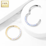 Opal Septum & Daith Segment Ring in 14K White Gold - Septum. Navel Rings Australia.