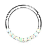 Opal Septum & Daith Segment Ring in 14K White Gold - Septum. Navel Rings Australia.