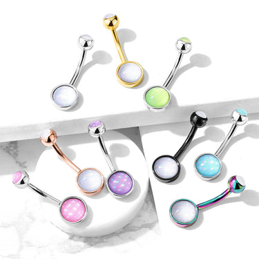 Misty Empress Disc Belly Bar with Gold Plating - Basic Curved Barbell. Navel Rings Australia.
