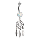 Byron's Opaline Dream Catcher Belly Ring - Dangling Belly Ring. Navel Rings Australia.