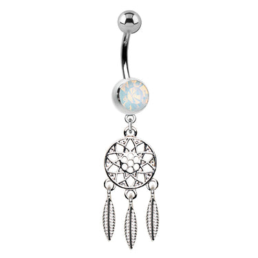 Byron's Opaline Dream Catcher Belly Ring - Dangling Belly Ring. Navel Rings Australia.