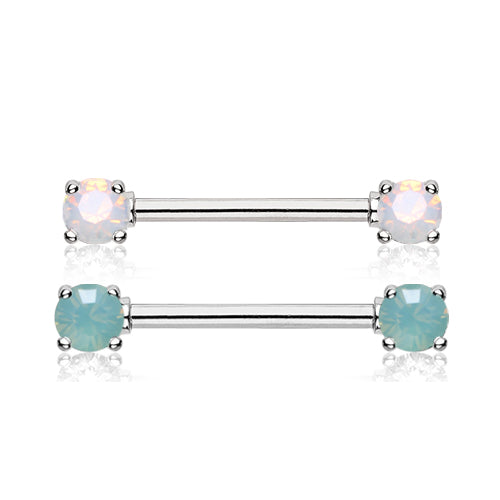 Double Opaline Nipple Barbell Ring - Nipple Ring. Navel Rings Australia.