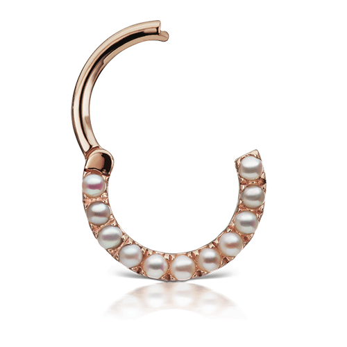 Pearl Horizontal Eternity Clicker by Maria Tash in Rose Gold