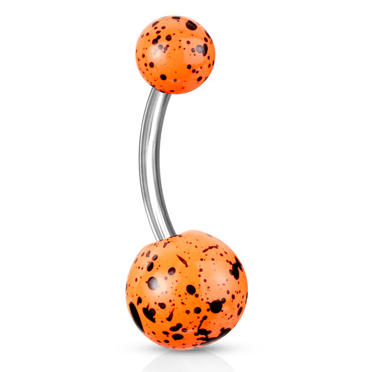 Fluorescent Paint Splat Belly Bars - Basic Curved Barbell. Navel Rings Australia.