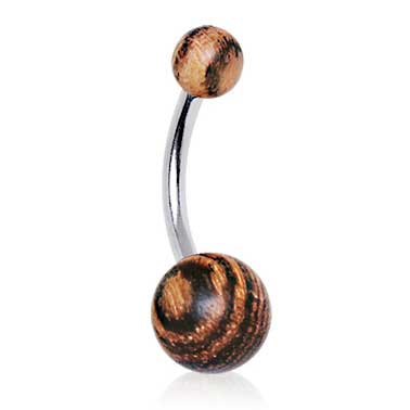 Organic Wood Classique Belly Rings - Basic Curved Barbell. Navel Rings Australia.