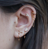 Marquise Diamond Threaded Stud Earring by Maria Tash in 18K Yellow Gold. Flat Stud.