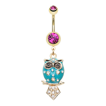 The Wisdom Owl Navel Ring - Dangling Belly Ring. Navel Rings Australia.