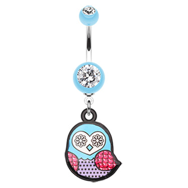 Owl Eyes On You Belly Dangle - Dangling Belly Ring. Navel Rings Australia.