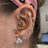Diamond Paisley Threaded Stud by Maria Tash in 14K Yellow Gold. Flat Stud.