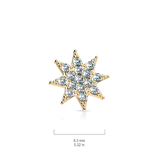 Internally Threaded Crystal Paved Star Replacement Ball in 14k Yellow Gold