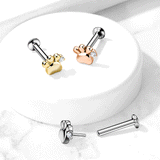Internally Threaded Paw Print Body Jewellery. Labret, Monroe, Tragus and Cartilage Earrings.