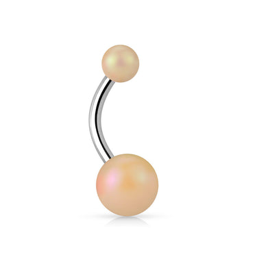 Matte Finish Pearlish Belly Bars - Basic Curved Barbell. Navel Rings Australia.