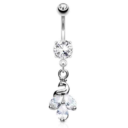 Kalapini Peacock Belly Ring Dangle - Dangling Belly Ring. Navel Rings Australia.