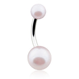 Lustre Plus Pearl Belly Button Rings - Basic Curved Barbell. Navel Rings Australia.