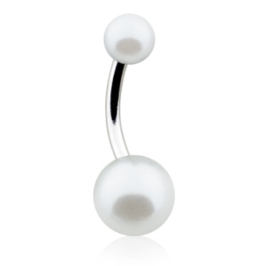 Lustre Plus Pearl Belly Button Rings - Basic Curved Barbell. Navel Rings Australia.