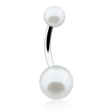 Lustre Plus Pearl Belly Button Rings - Basic Curved Barbell. Navel Rings Australia.