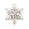 Pearl Flower Diamond Centre Earring by Maria Tash in 14K White Gold. Butterfly Stud.
