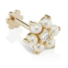 Pearl Flower Diamond Centre Earring by Maria Tash in 14K Gold. Flat Stud.