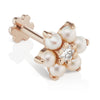 Pearl Flower Diamond Centre Earring by Maria Tash in 14K Rose Gold. Flat Stud.
