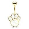 Paw Pals Opal Belly Bar with Gold Plating