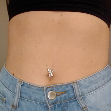 Top Down Party Ribbon Belly Bar - Reverse Top Down Belly Ring. Navel Rings Australia.