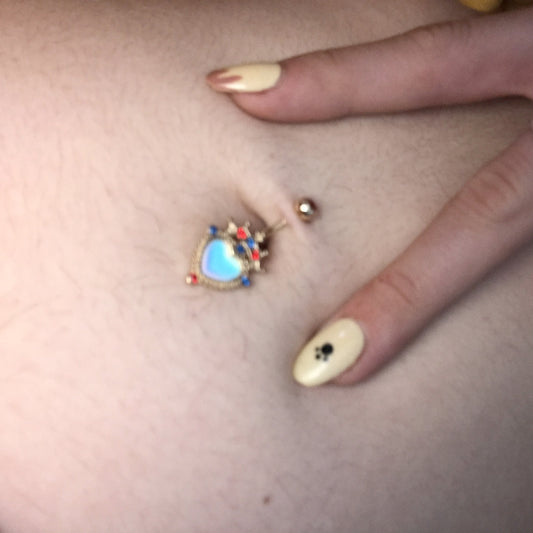 Queen of Hearts Gold Crown Belly Bar - Fixed (non-dangle) Belly Bar. Navel Rings Australia.