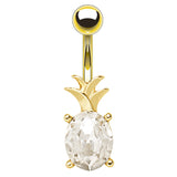 Piña Pineapple Belly Ring - Fixed (non-dangle) Belly Bar. Navel Rings Australia.