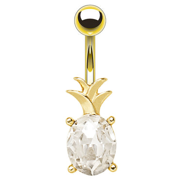 Piña Pineapple Belly Ring - Fixed (non-dangle) Belly Bar. Navel Rings Australia.