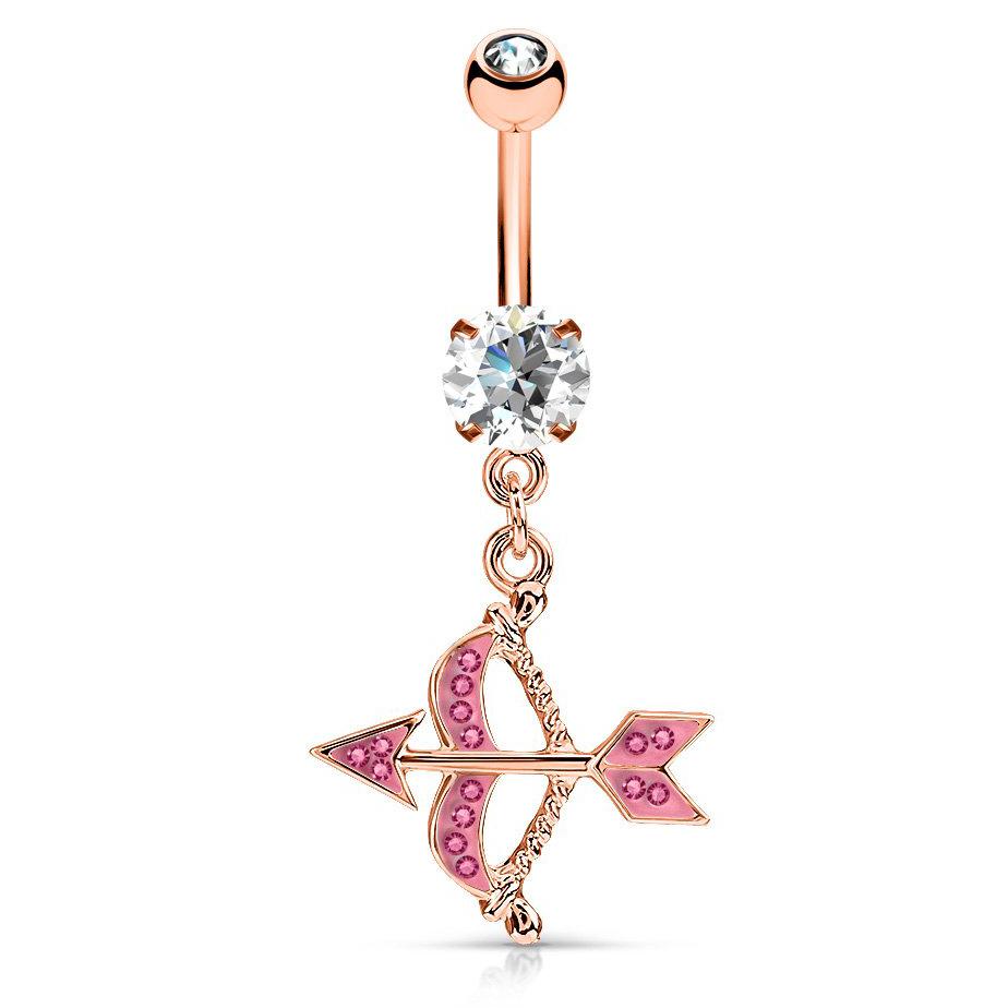 Love Struck Cupid Belly Dangle with Rose Gold Plating - Dangling Belly Ring. Navel Rings Australia.