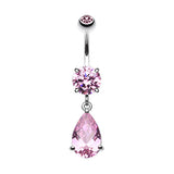 Berquem Pear Navel Bar - Dangling Belly Ring. Navel Rings Australia.