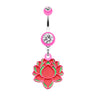 The Lotus Flower Dangly Belly Ring - Dangling Belly Ring. Navel Rings Australia.