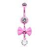 Mesh Bow Dangly Belly Bars with Metallic Plating