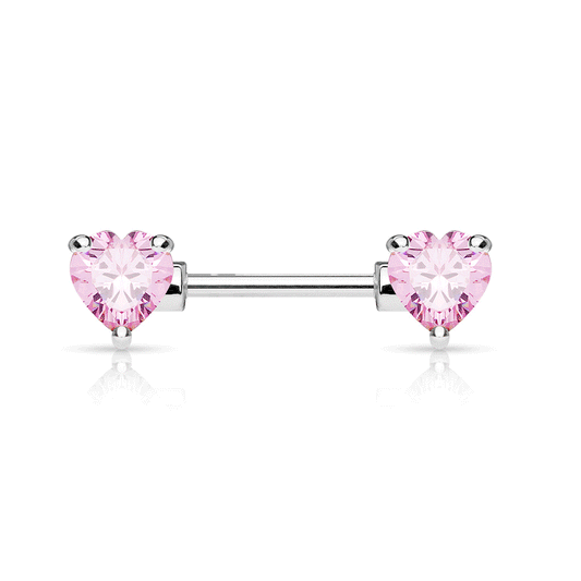 Duo Heart Gem Nipple Barbell Ring