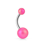 Matte Finish Pearlish Belly Bars - Basic Curved Barbell. Navel Rings Australia.