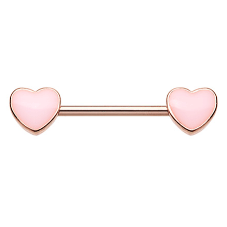 Pink Quarts Forever Love Hearts Nipple Rings