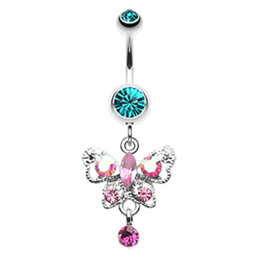 Moonlit Butterfly Belly Ring - Dangling Belly Ring. Navel Rings Australia.