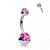 Titanium Internally Threaded Gem Belly Rings