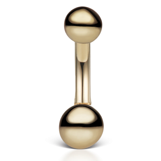 Authentic Maria Tash Small Ball Combo in 14K Yellow Gold - Basic Curved Barbell. Navel Rings Australia.