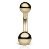 Authentic Maria Tash Small Ball Combo in 14K Yellow Gold - Basic Curved Barbell. Navel Rings Australia.