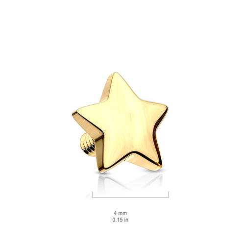 Internally Threaded Plain Star Replacement Ball in 14k Yellow Gold