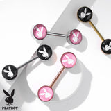 Official Black Playboy Bunny Logo Nipple Bar with Gold Plating - Nipple Ring. Navel Rings Australia.