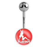 Officially Licensed Playboy Bunny Logo Belly Bars - Basic Curved Barbell. Navel Rings Australia.