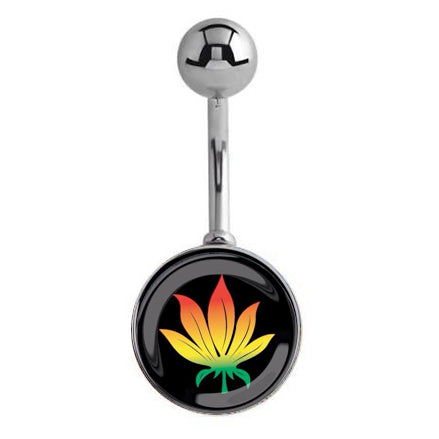 Psychedelic Ganja Belly Bars - Basic Curved Barbell. Navel Rings Australia.