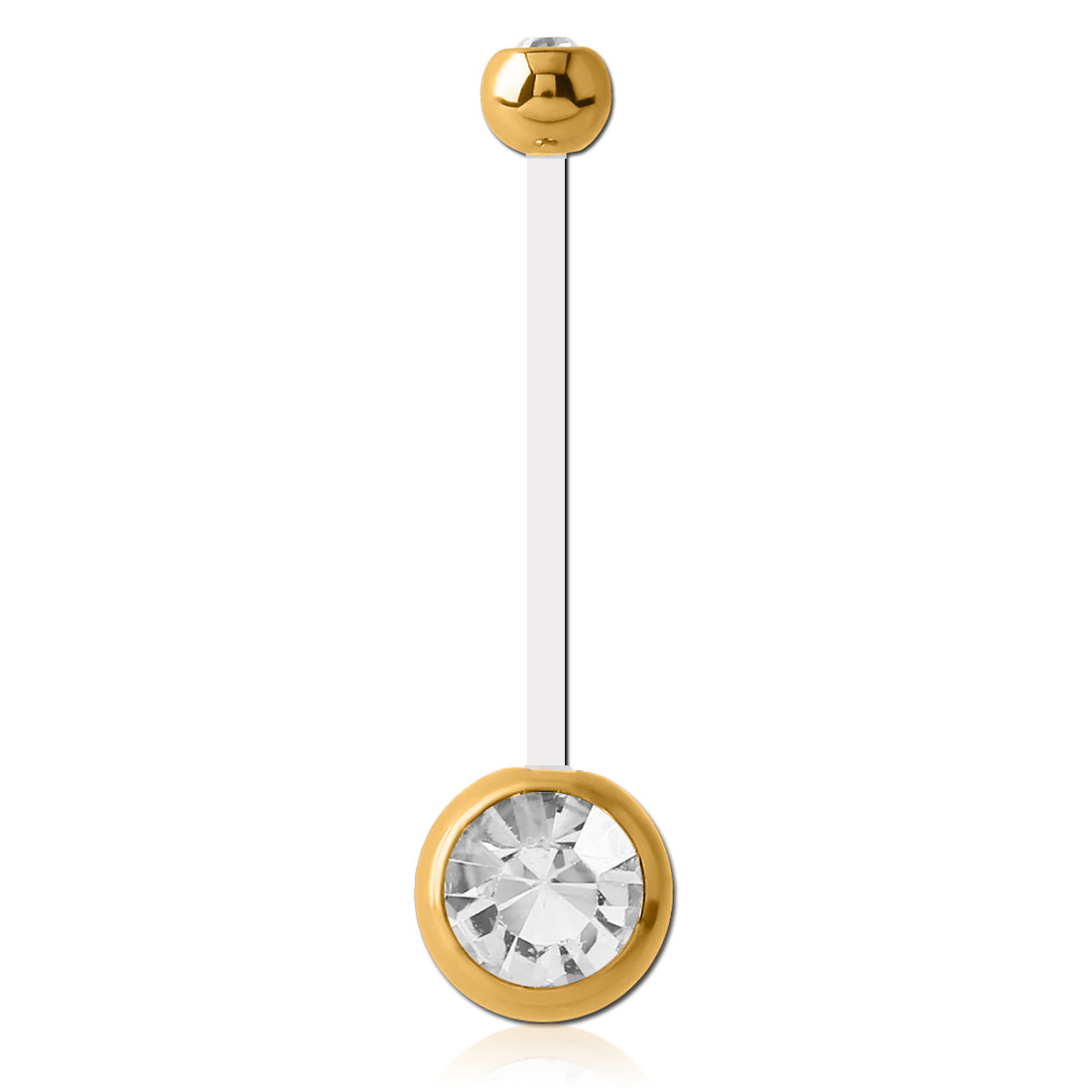 Mamma Mia Clear Flex Gem Maternity Belly Ring with Gold Plated Balls - Maternity Belly Ring. Navel Rings Australia.