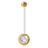 Mamma Mia Clear Flex Gem Maternity Belly Ring with Gold Plated Balls - Maternity Belly Ring. Navel Rings Australia.