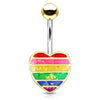 Opal Gay Pride Rainbow Belly Rings with Gold Plating