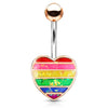 Opal Gay Pride Rainbow Belly Rings with Rose Gold Plating