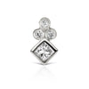 Princess Cut Four Diamond Trinity Earring by Maria Tash in 18K White Gold. Flat Stud.
